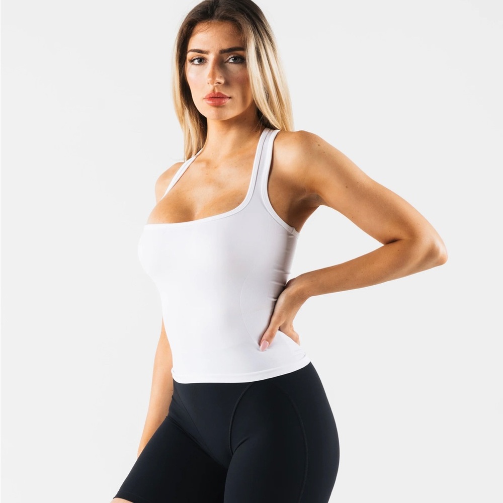 NWT ALPHALETE Ice Tank Racerback Seamless Size EXTRA SMALL white